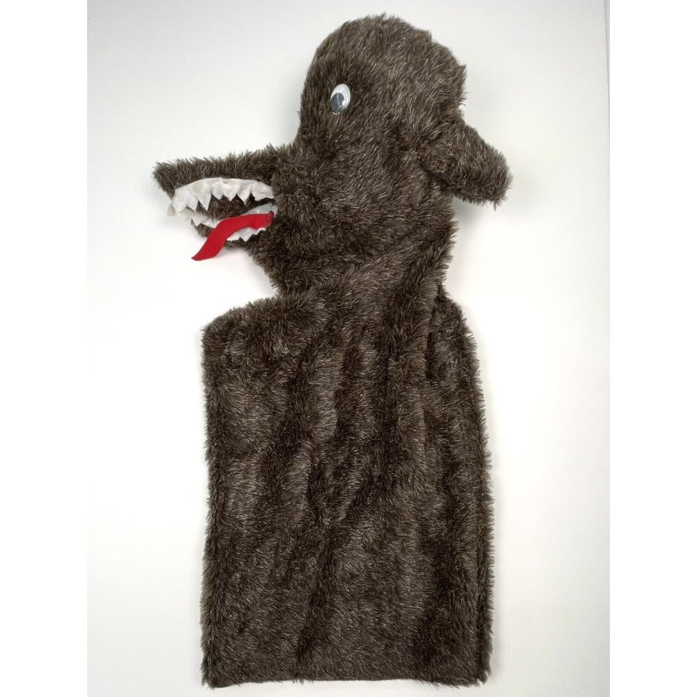 VTG Homemade OOAK Brown Furry Fuzzy Plush Full-Arm MONSTER Puppet Teeth Tongue